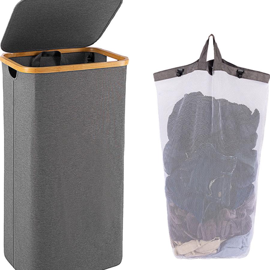 Foldable Japanese Style Laundry Basket with Inner Bag - Super Large Fabric Hamper for Bedroom and Bathroom.