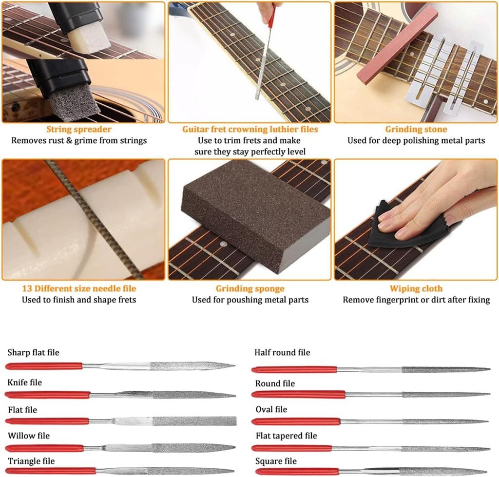 YWHWLX Guitar Maintenance Repair Guitar Repair Guitar Cleaning Care Tool Set for Acoustic Electric Perfect Gift for Music and String Instrument Lovers