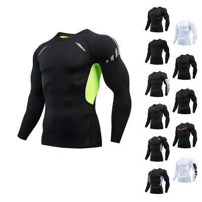 Men's Quick-drying Breathable Long-sleeved Outdoor Running Printing Sports Compression Tight-fitting Fitness Training T-shirt