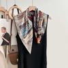Spring, autumn and winter new high-end silk scarf women's fashion temperament printed shawl double-sided silk scarf