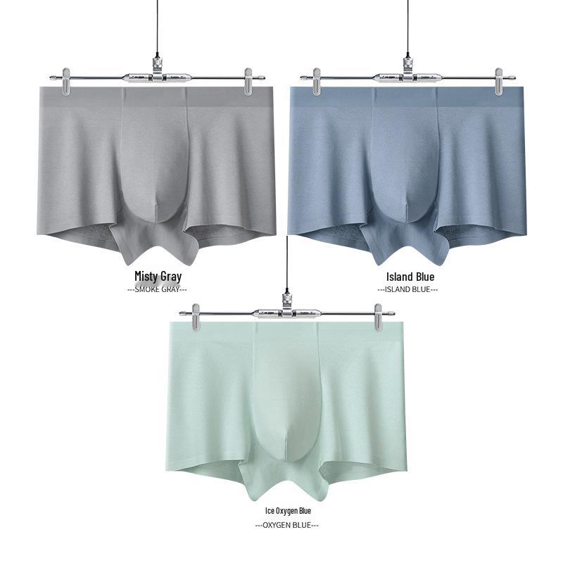 Men's Seamless Mid-Waist Long-Staple Cotton Boxer Briefs - Autumn/Winter Antibacterial 