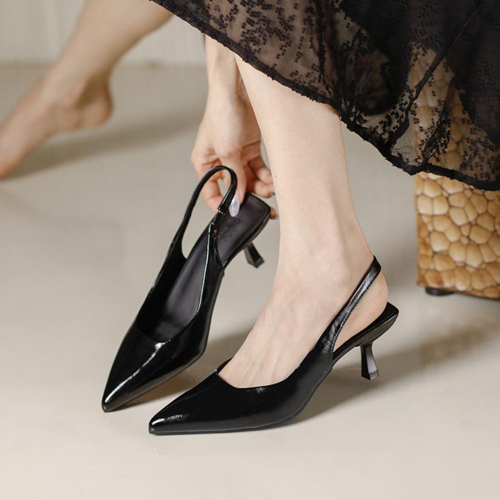 French Style Baotou Sandals for Women's Summer New Style Pointed High Heels for Womens Light Mouth Versatile Back Empty Pumps