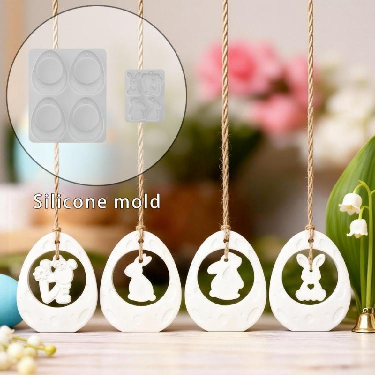 Easter Eggs/Hare Silicone Molds 4 Cavities Resin Jewelry Molds for Soap Candle Resin Jewelry Making Holiday Decoration