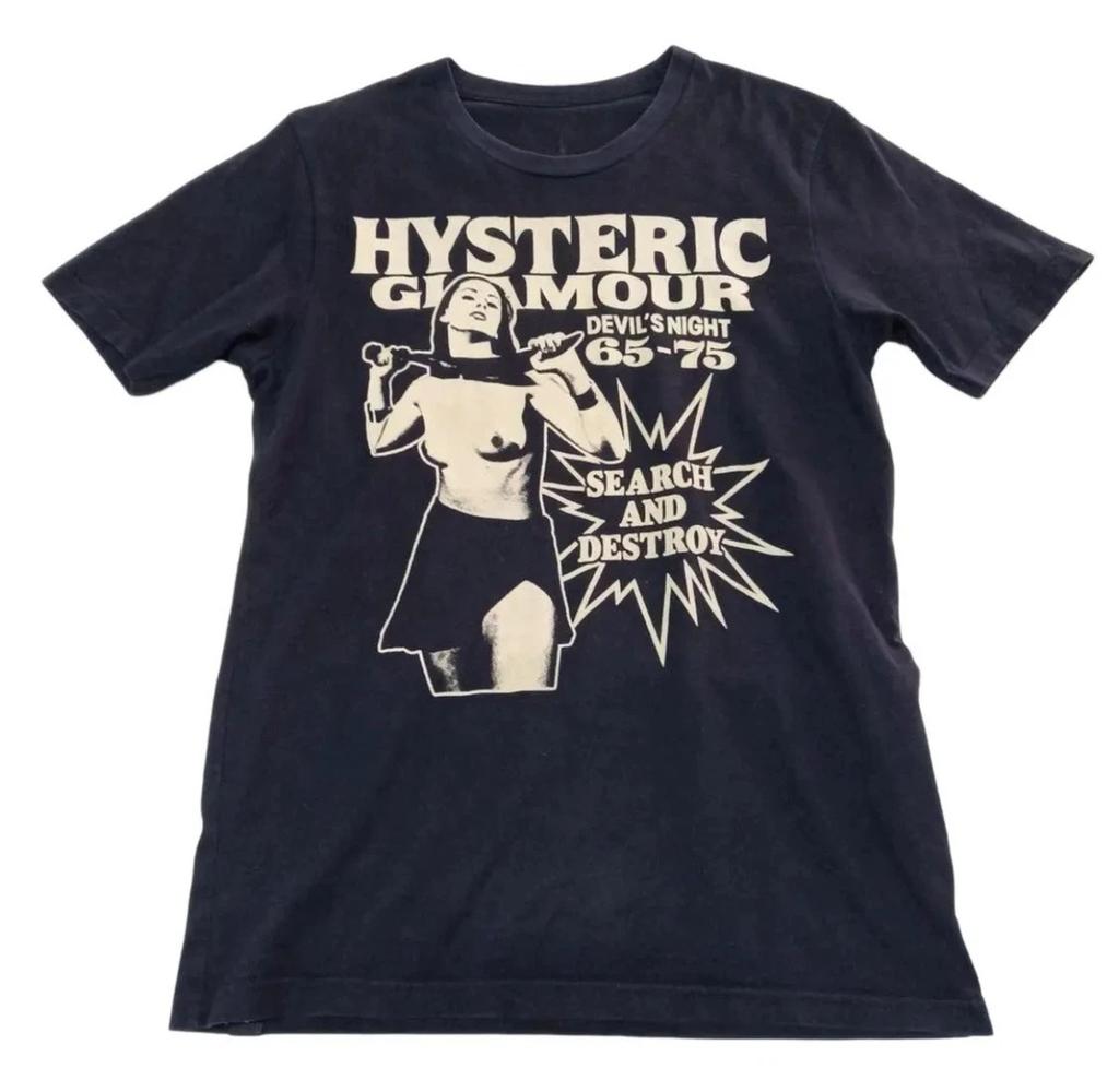 2026 Hysteric Glamour 90s Retro Style Charcoal Reprint T Shirt for Men Women Y2k Graphic Short Sleeve Shirt Unisex Men Women Summer