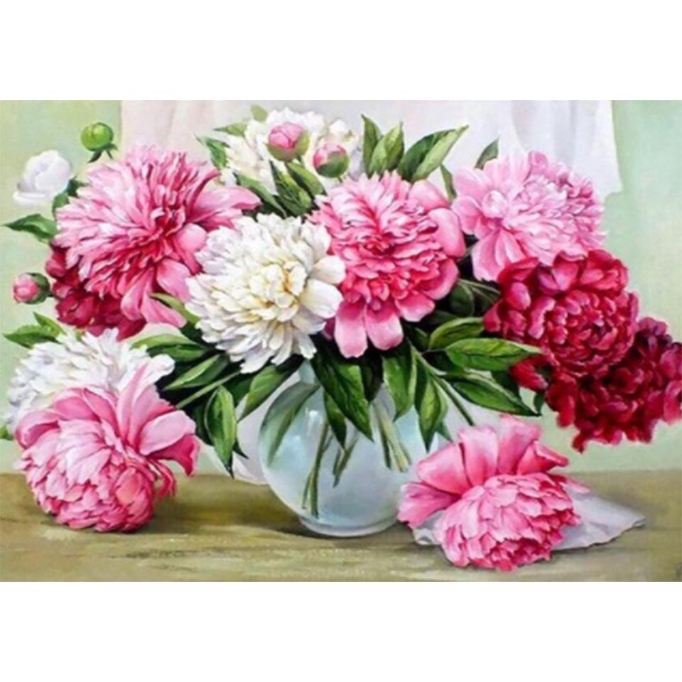 5D DIY Diamond Painting Flower Rhinestone Rose Picture Full Round Embroidery Cross Stitch Kit Mosaic Vase Decoration Gift