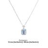 Vintage Sea Blue Zircon Square Pendant Necklace For Women Girls Delicate Clavicle Charm Chain Necklace Party Jewelry Accessories