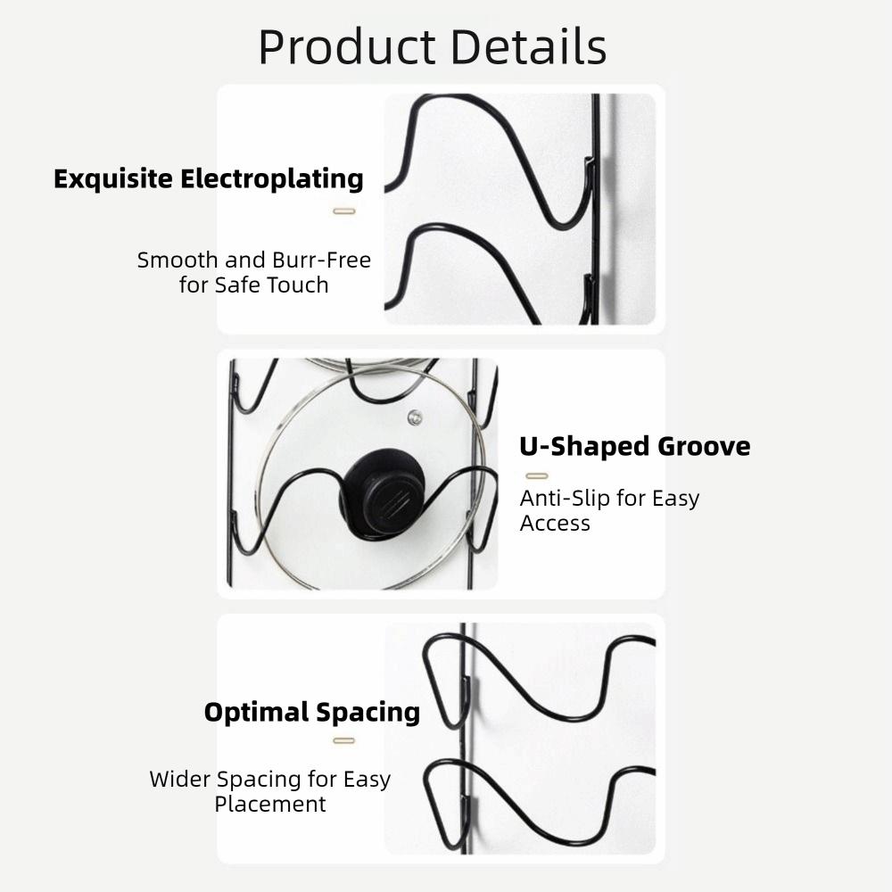 Multi-Layer Pot Lid Storage Rack Wall Hanging Iron Pan Cover Storage Holder Space Saving Rustproof Cutting Board Storage Shelf