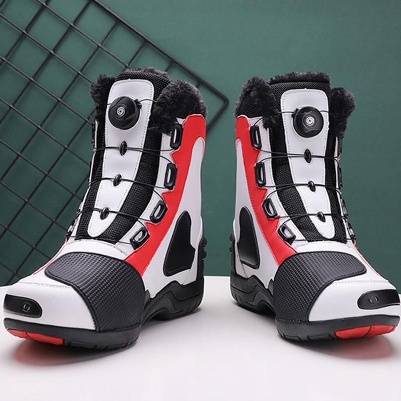 Winter Fur Style Pro Waterproof Commuting Boots Off-road Rally Motorcycle Shoes Men Women's Moto Travel Outdoor Leisure Boots