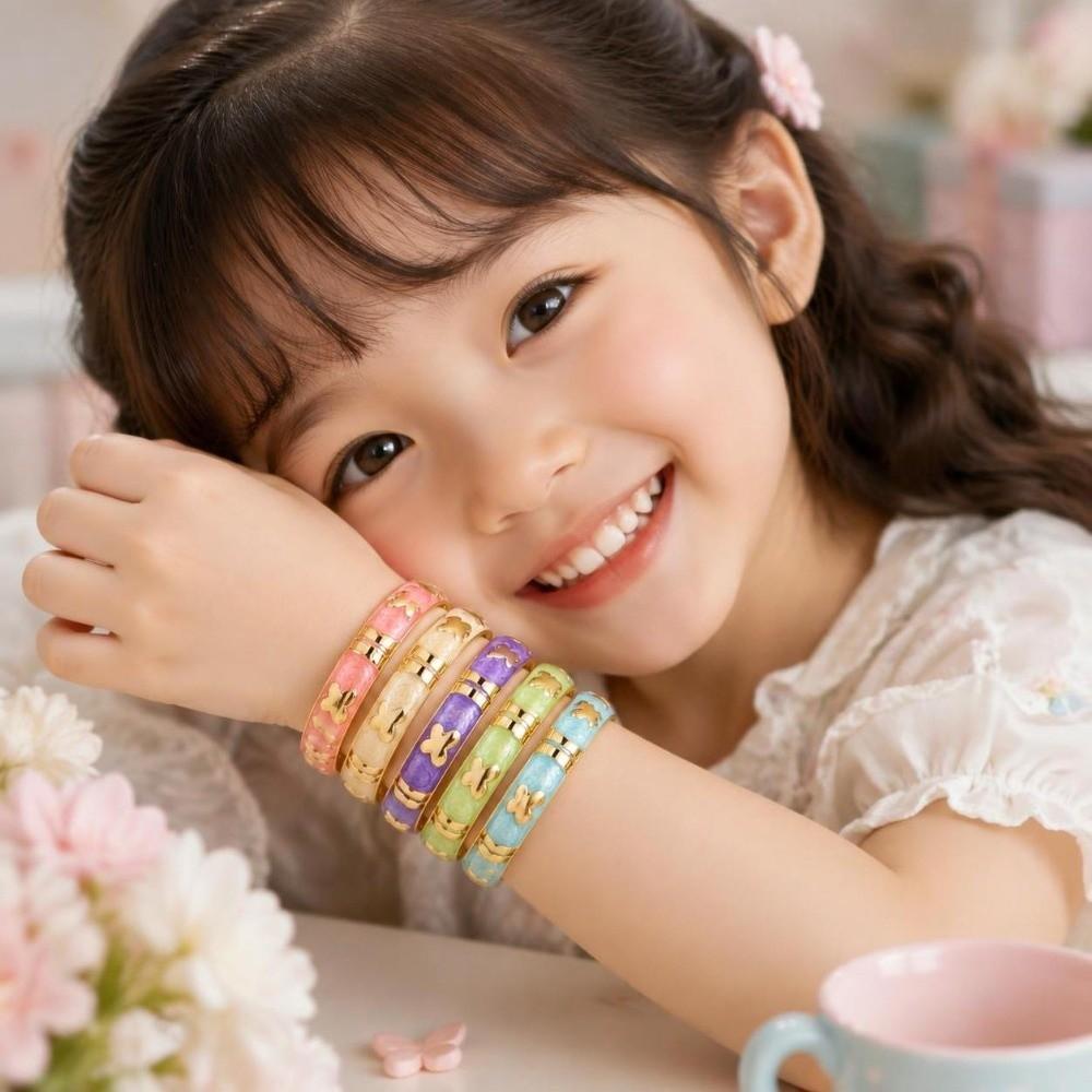 Colorful Butterfly Crystal Bracelet Enamel Girl's Hand Bracelet Children Flower Bangle Birthday