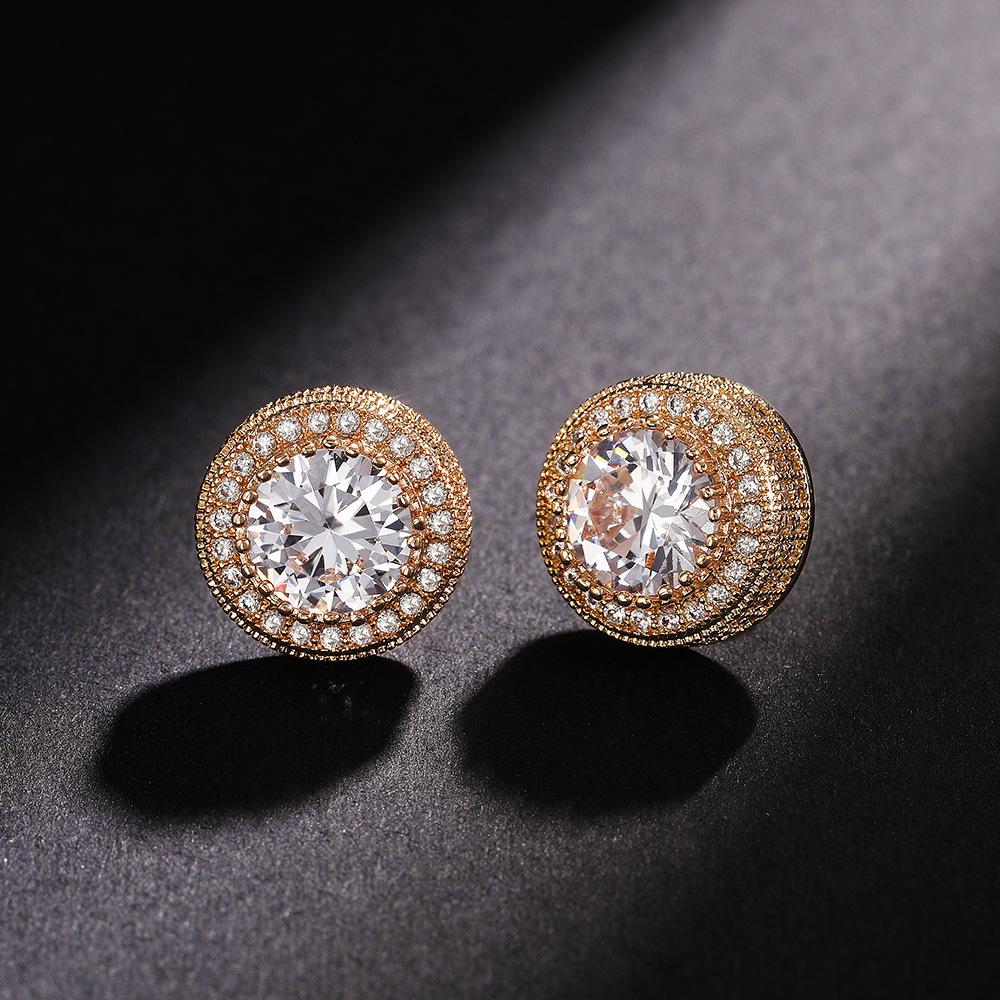 Earrings, Versatile Round Zircon Stud Earrings, Women'S Fashion Hipster Accessories