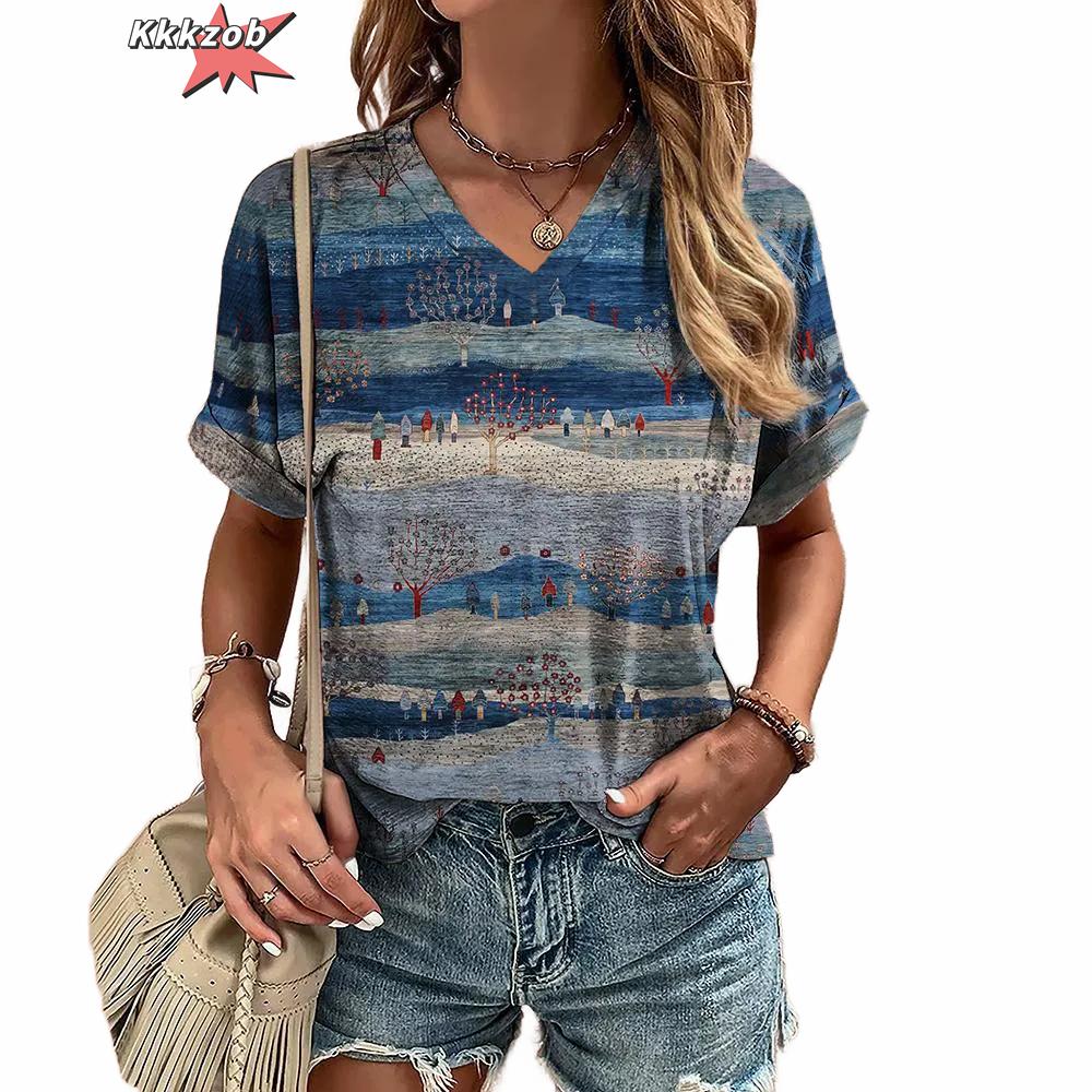 

Винтажная футболка с V-образным вырезом и принтом в полоску в стиле Харадзюку для женщин, женская футболка, летняя футболка с коротким рукавом, повседневная уличная одежда, пуловеры, топы 5XL