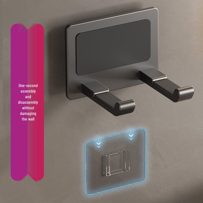 Punch-Free Wall-Mounted Hair Dryer Rack for Bathroom Storage