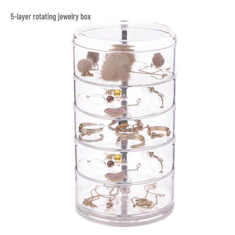 Multi-Layer Transparent Rotating Jewelry Storage Box