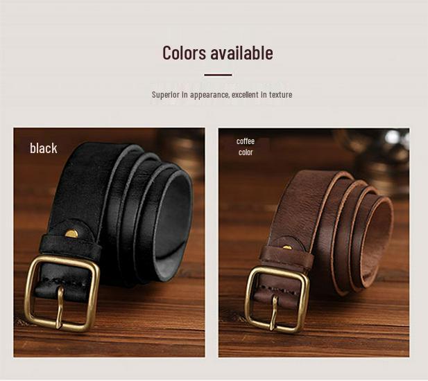 Men's Retro Cowhide Leather Belt, Durable & Versatile for Jeans & Business Attire