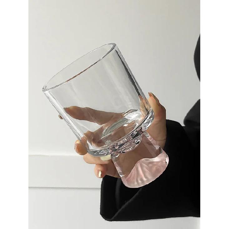 Pink Mountain Glass Cup Creative High Foot Drink Cup Coffee Cup Sweet Cone Cup Wine Cup Elegant Sensation Unique Small Batch