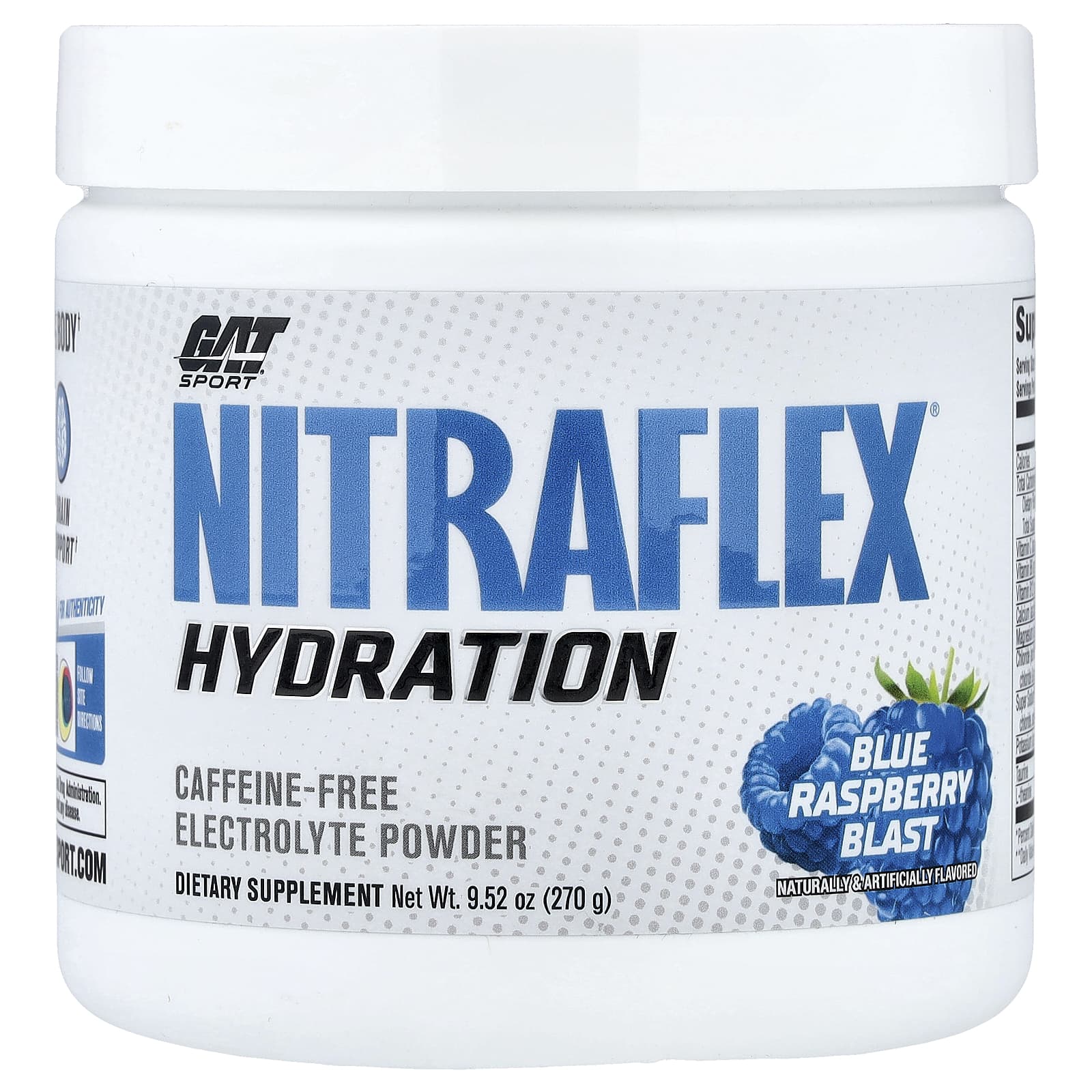 

GAT, Sport, Nitraflex® Hydration, Blue Raspberry Blast, 270g (9.52oz)