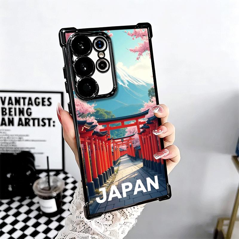 Osaka Tokyo Japan Scenery Plating Phone Case For Samsung Galaxy S24 S25 FE S26 Edge S23 Ultra S22 S21 Plus S20 Anti-Fall Airabag