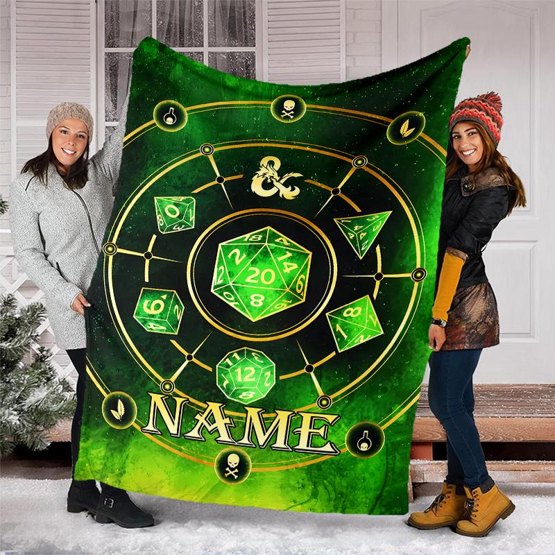 Personalized Custom Name Blanket - Dungeons & Dragons Print Design,Blanket for Sofa,Bed,Travel,Camping - Soft and Warm, Great Gift