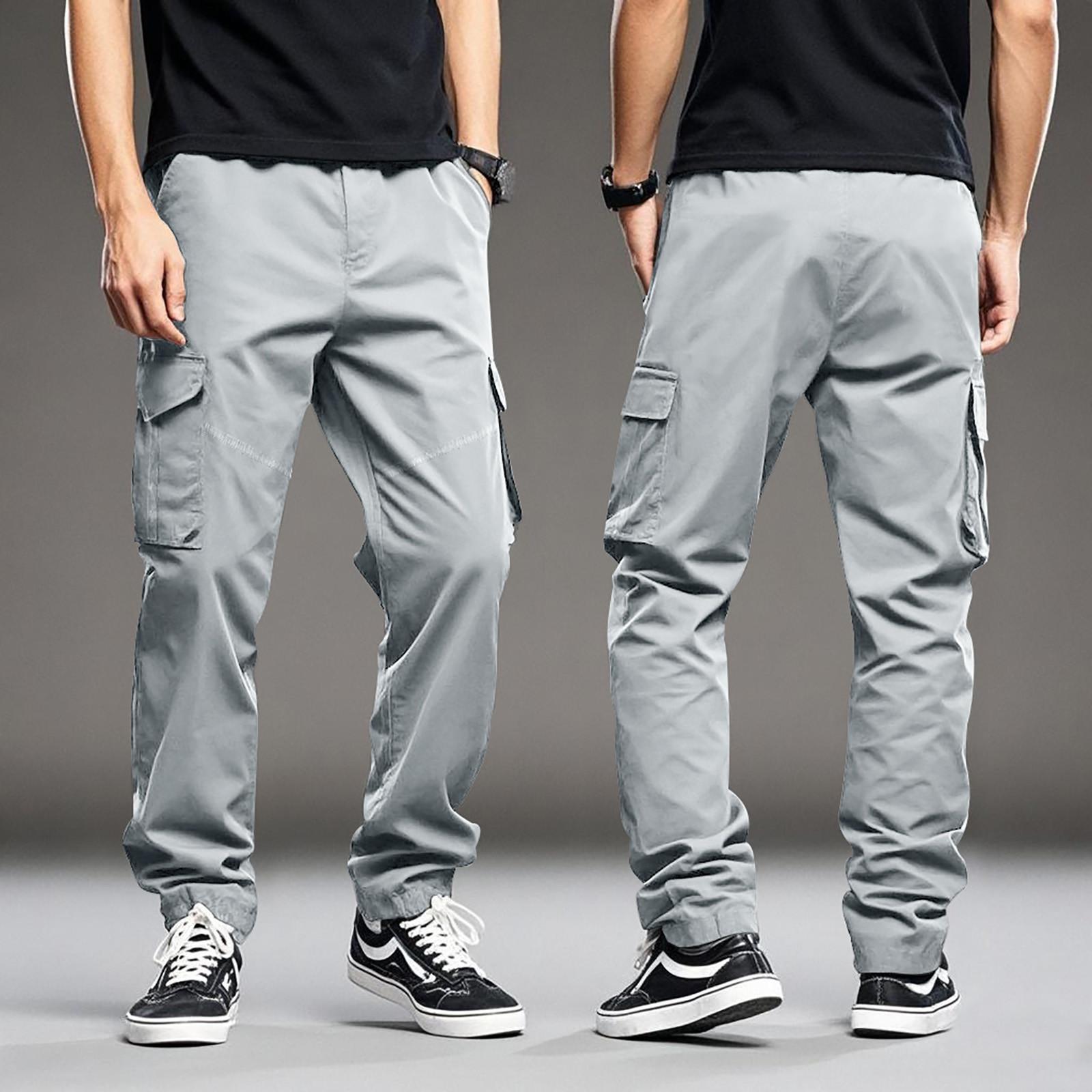 

Мужские комбинезоны, повседневные брюки с несколькими карманами и завязками, походные брюки, хлопковые саржевые брюки XL светло-серый