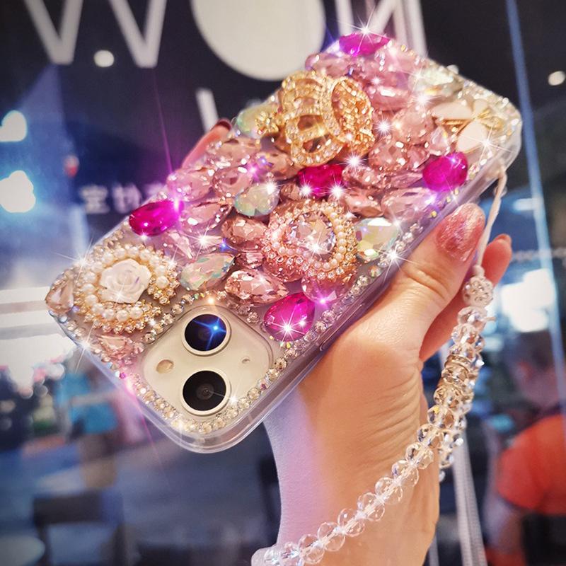 For Apple 17 Women 16 Luxury Water for IPhone 13 Diamond Acrylic Phone Case 14 Love Crown Creative