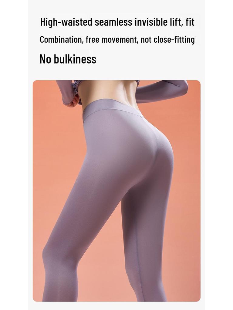 Fixed Cup 5.0 Ultra-Thin Seamless Warm Women's Underwear Set with Built-In Bra, Base Layer for Autumn.