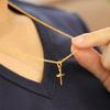 24K Gold Plated Necklace, Cross Design, Sterling Silver 925, Gold Motif Chain Choker, Men's