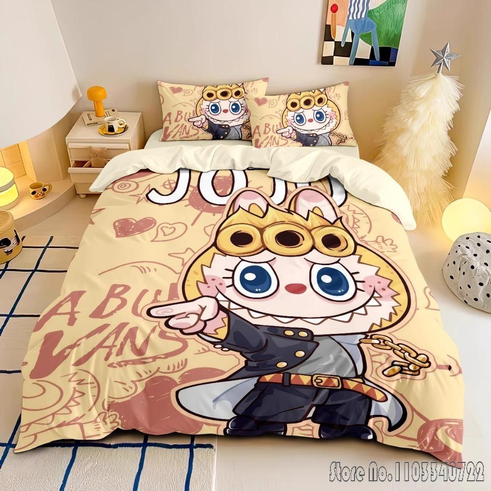 Cute Teeth New Anime La-BuBu Pink Duvet Cover Set HD Comforter Cover for Kids Bedding Sets Bedclothes Bedroom Decor