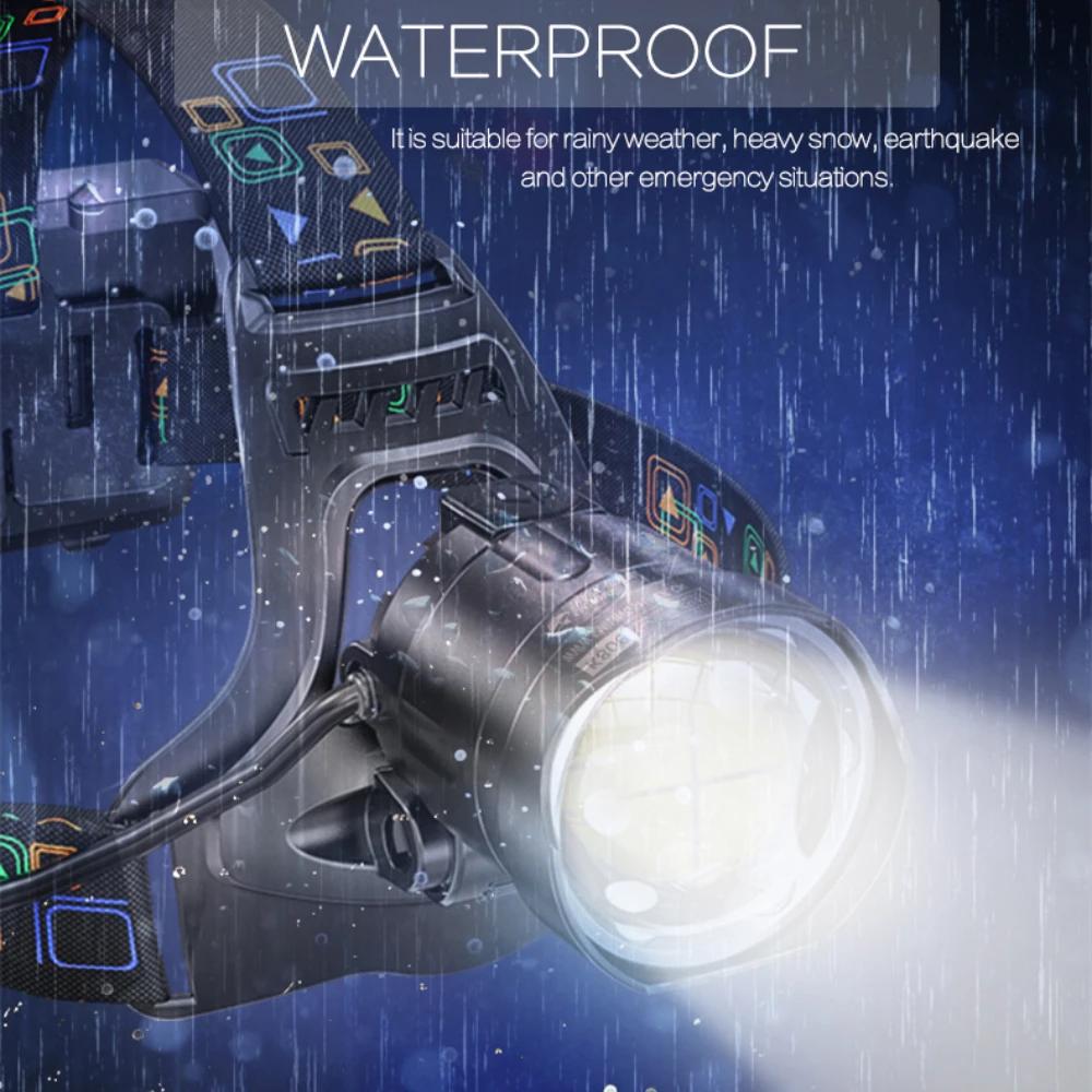 Super Bright XHP90 LED Headlamp Long Range Zoomable USB Rechargeable Waterproof Headlight for Outdoor Camping Hunting Fishing