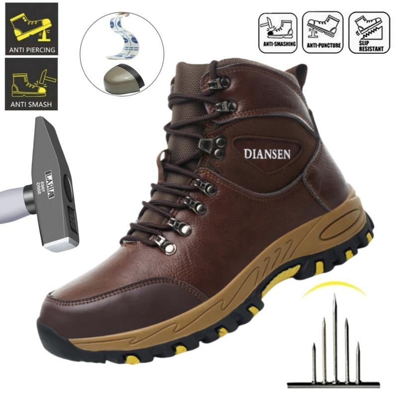 Waterproof Boots Mens Safety Shoes With Steel Toe Puncture Proof Anti-smash Mens Outdoor Work Sneakers Construction Work Shoes