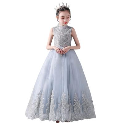 Formales langes Klavier Ein langes [VIISEN] Kinderkleid, Kinder, Kleid, Hochzeit, Konzert, Party, Kleid, Junior, Rezital, Kleid, Stück, 100-160 (1/Grau 110)