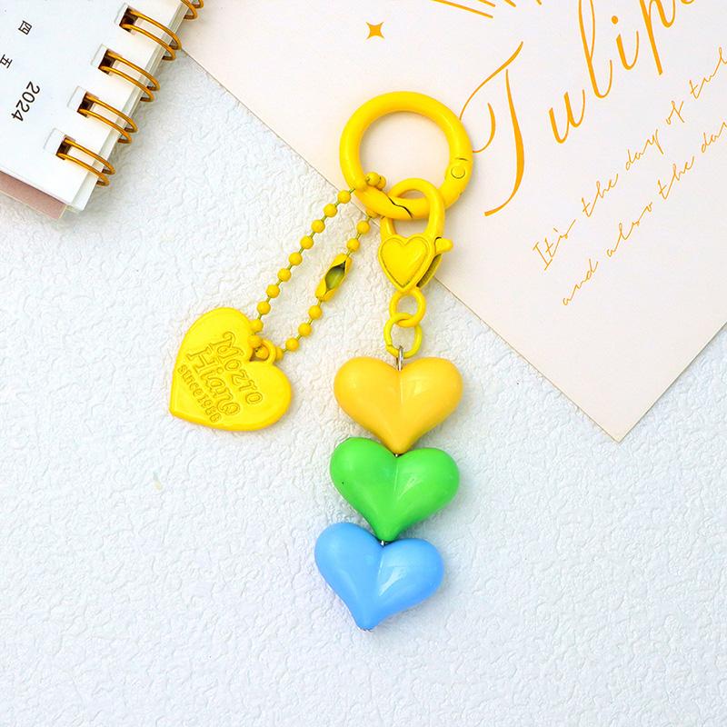 1PC Keychain Candy Color Key Ring Friendship Gift Heart-shaped Backpack Accessories Phone Pendant