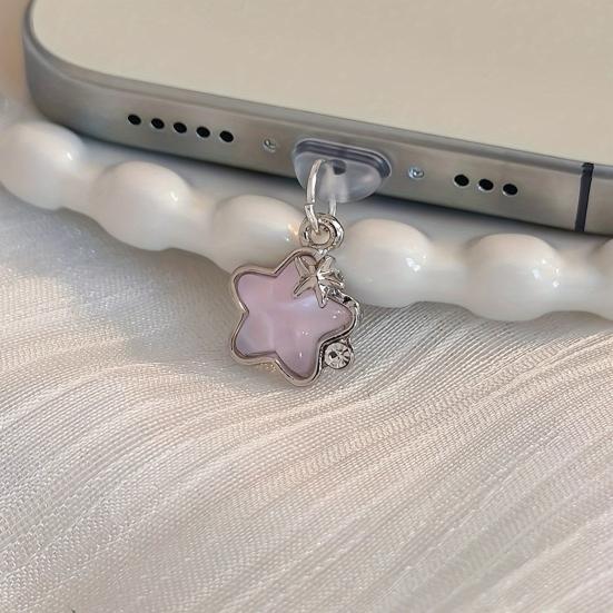 Star-Shaped Phone Dust Plugs Type-C Port Covers with Charm Pendant Reusable Dust Plugs for Protecting Against Dirt Moisture