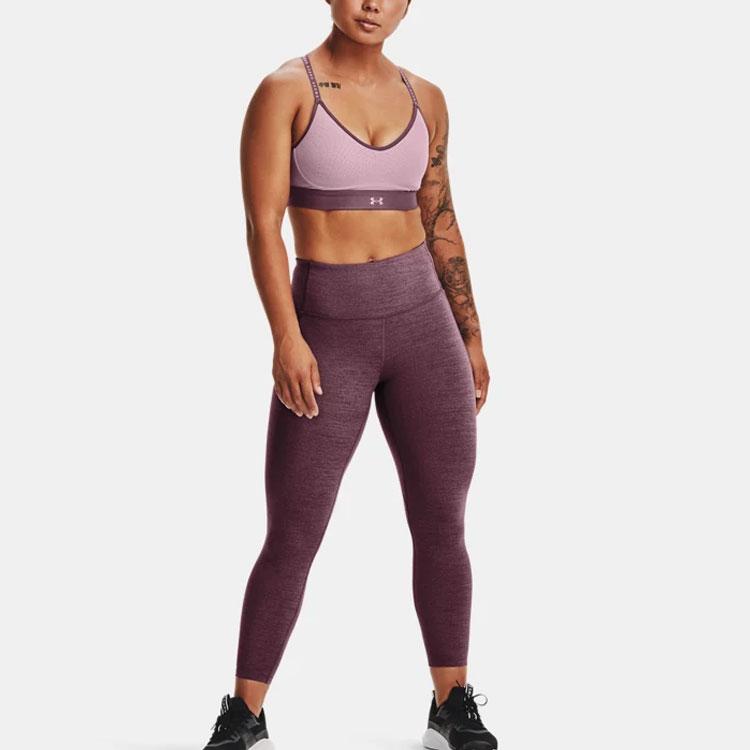 Under Armour Meridian Heather Solid Compression Leggings Women Leggings Gray Purple 1369005-555