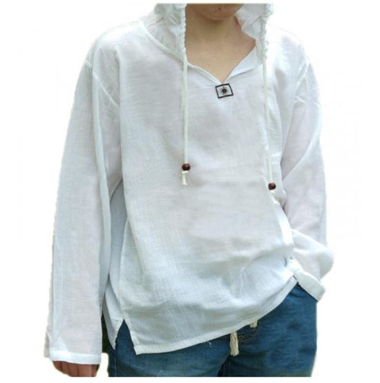 Cotton White Shirt With Hood Style 