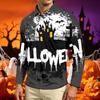 Men's Long Sleeve Casual T Shirt Crew Neck Printed Halloween Pumpkin Stars Moon Pattern Comfortable Fit Lightweight Top