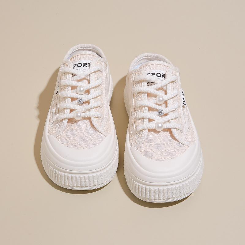 Breathable Fisherman Shoes 2025 + White Mesh White Shoes New Board Shoes Summer Casual Skirt Lace Versatile Women's Shoes