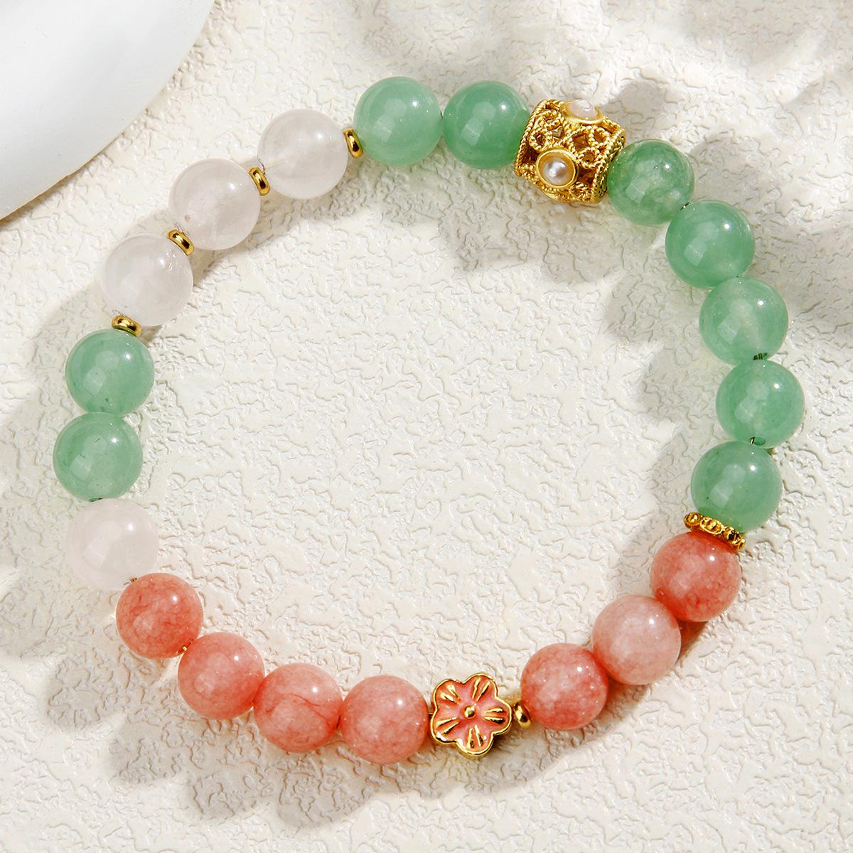 Браслет из бусин зеленого авантюрина: Национальный стиль, Универсальный, Холодное ощущение, Легкая роскошь, Высококачественные украшения для женщин