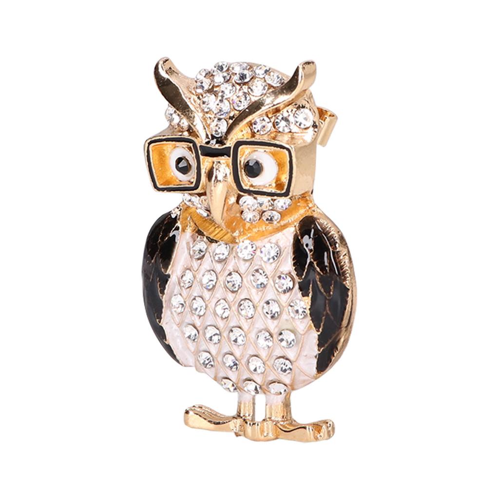 Spectacles Owl Brooch Alloy Rhinestone Cute Animal Brooch for Women Girls Festival Jewelry Gift