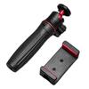 Small Handheld Tripod for Vlog Cameras Feature Extendable 4-Section Design with Phone Clamp Mount Black
