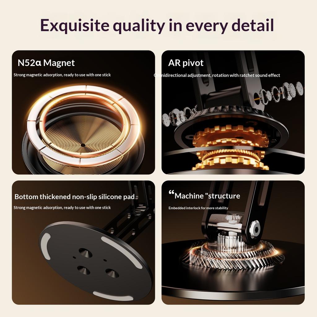 Desktop Magnetic Phone Stand Three-Axis Adjustable Metal Bracket for Live Streaming/Movie Watching