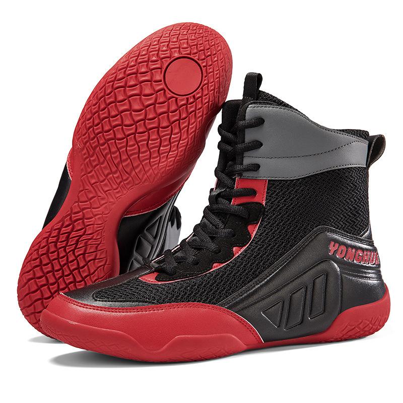 Wrestling Shoes Men's Middle Help Professional Boxing Shoes Non-slip and Wear-resistant Fighting Shoes Fighting Special Training Shoes Tai