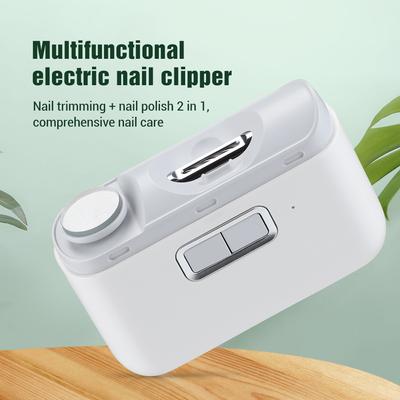 Electric Nail Clipper Cutter 2-in-1 with LED Light Automatic Nail Grinder Trimmer Mini Manicure Tools for Baby & Adult Nail Care