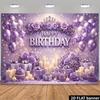 2D Elegante Lila Geburtstags-Hintergrundwand mit Luftballons und Kerzen Foto-Banner