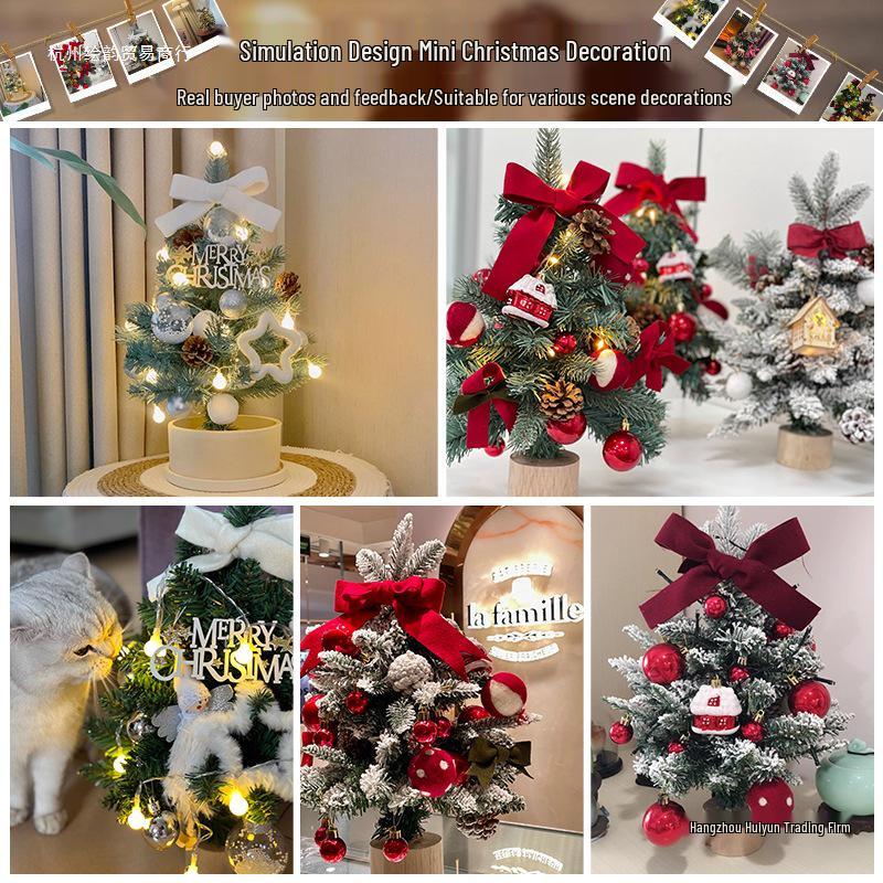 Mini Desktop Christmas Tree with Lights and Decorations