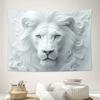 Adorable Royal Beast Wall Tapestry, Elegant White Animal Design, Soft Hanging Decor, Perfect Gift For Nature & Animal Lovers