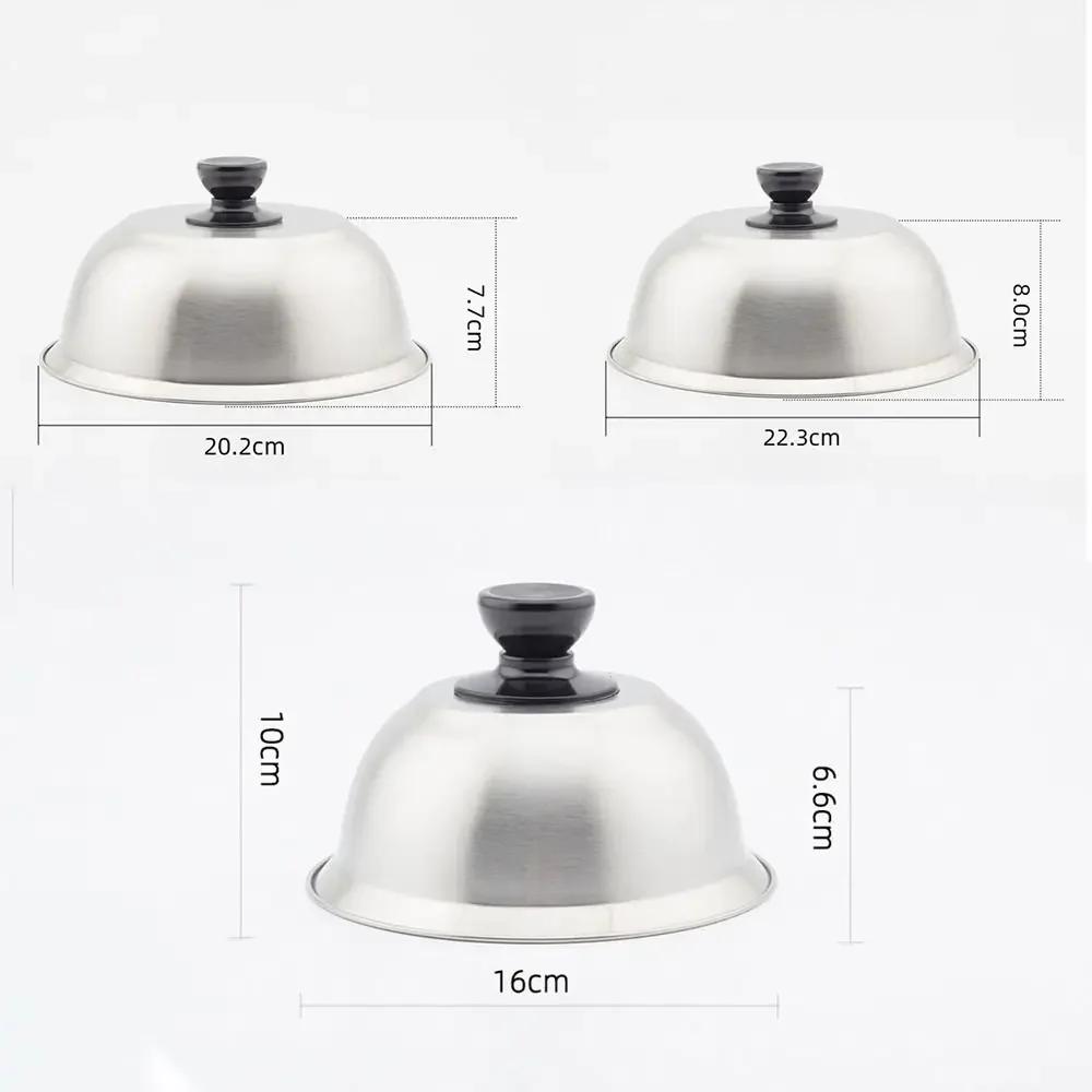 Stainless Steel Frying Pan Covers Sandwiches Steak Cheese Melting Dome Round Pot Lids Cover Barbecue Burgers Griddle