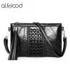 Women's Genuine Leather Messenger Bags Rivet Clutch Ladies' Shoulder Bag Designer Handbags Tassel Crossbody Bag For Girl