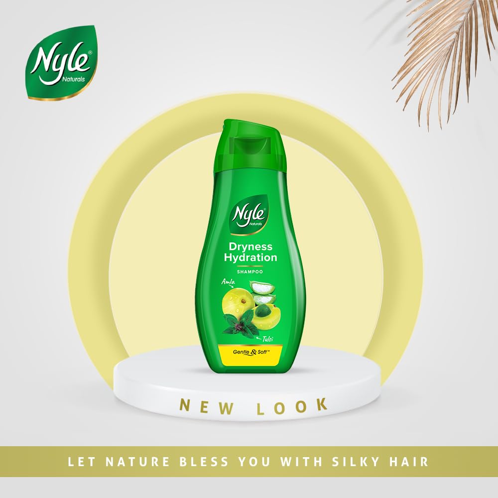 Nyle Naturals Trockenheit Feuchtigkeitsshampoo Für Geschmeidiges Kämmbares Haar Mit Aloe Vera Tulsi Amla Sanft pH-Neutral Parabenfrei 180ml