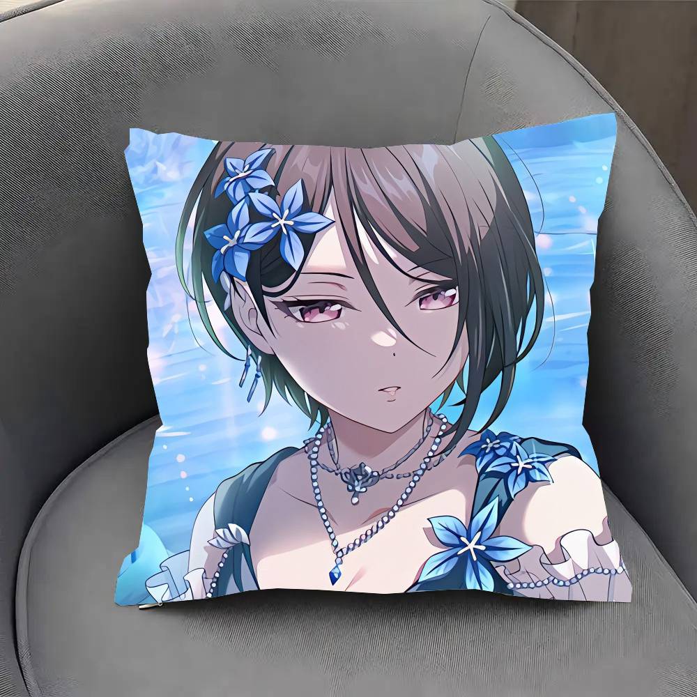 Yashio Rui Anime BanG D-Dream Pillow Case Fashion Square Pillowcase Bedroom Sofa Room Ins Decoration Leisure