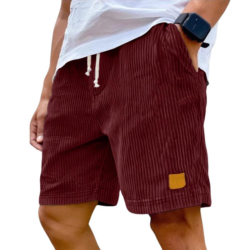 Pantaloncini da uomo in velluto a coste con coulisse - Estivi, Vestibilità ampia, Gamba dritta, Traspiranti, Asciugatura rapida, Casual Sportivi, Cinque pollici